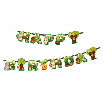 Banner Happy Birthday Lesní zvířátka 210x16cm